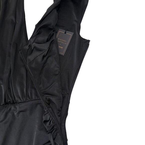 Michael Costello x Revolve Mina Ruched Plunging Neckline Sleeveless Mini Dress S - Picture 7 of 11